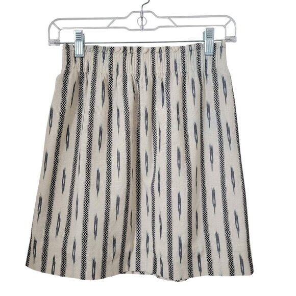 J. Crew Size 00 Cream & Blue Tribal / Boho / Aztec Pattern A-Line Mini Skirt - Picture 2 of 9